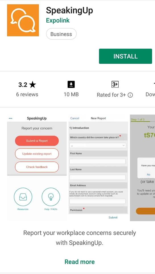 Speaking Up Bullying report app