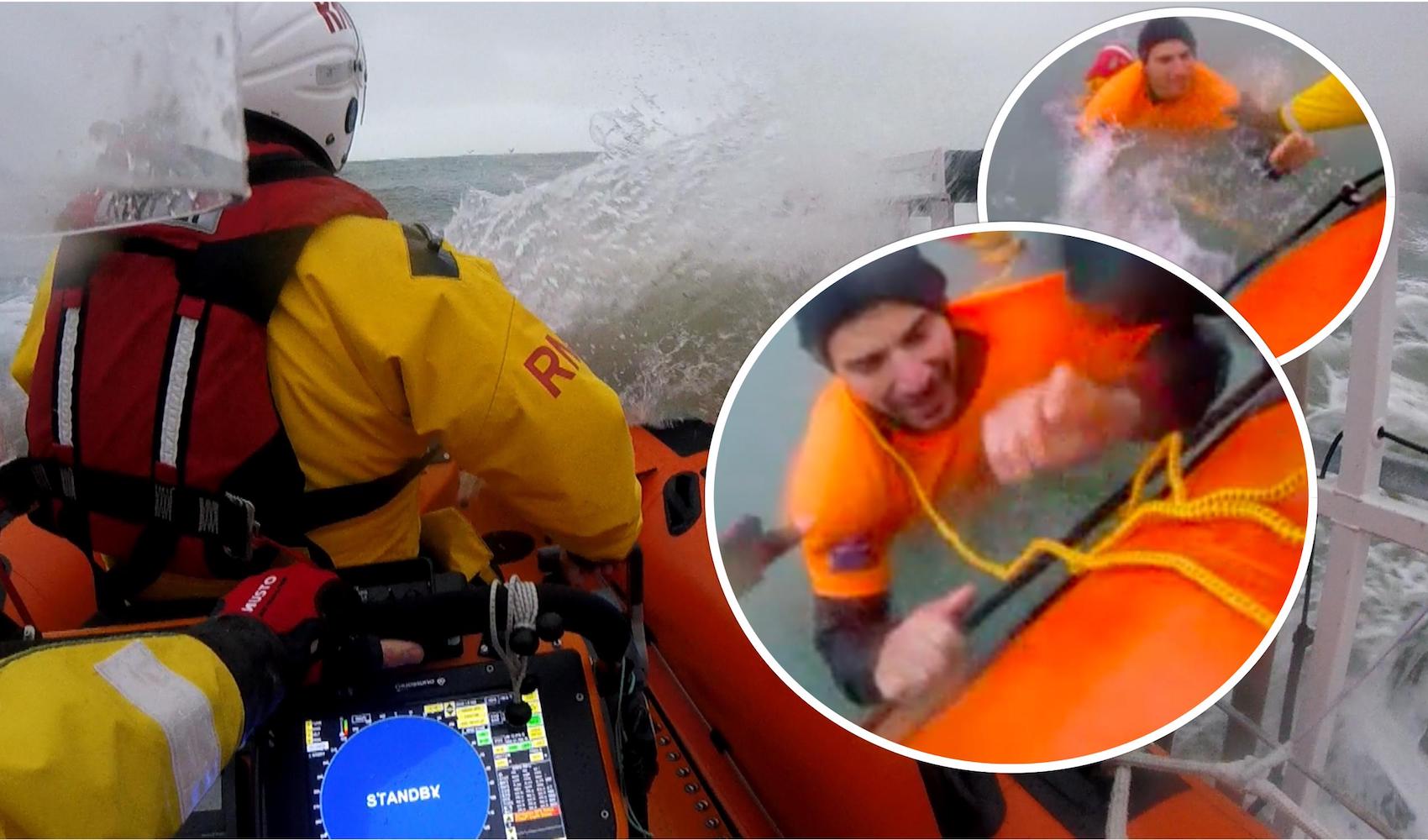 WATCH: Lifeboat Battles Storm To Save Kayaker | Bailiwick Express Jersey