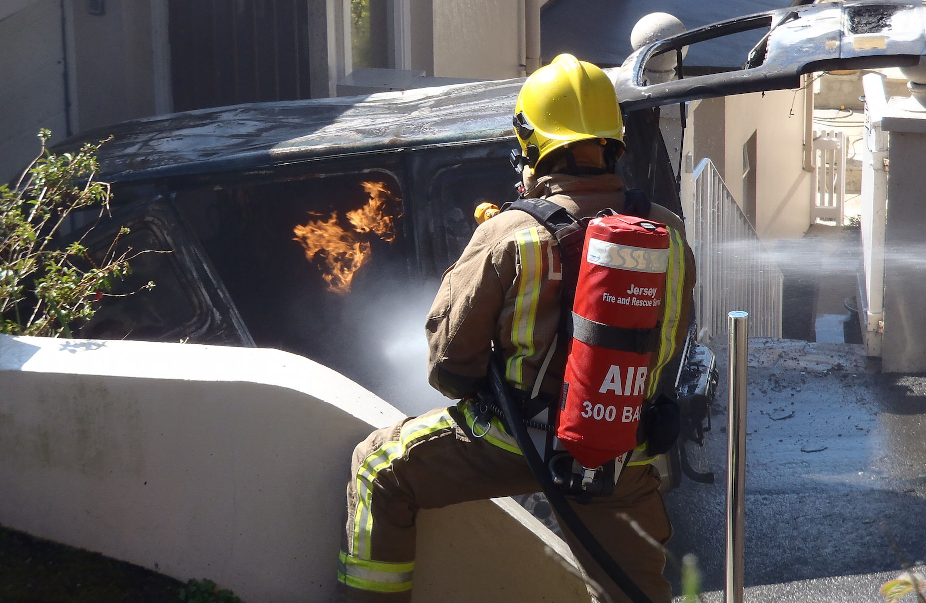 Explosion fear at Beaumont van fire Bailiwick Express Jersey