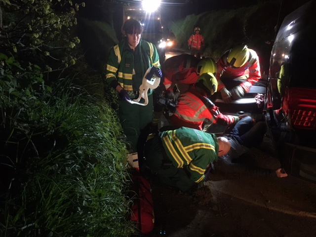 Car overturned Trinity Hill