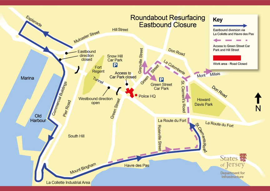 Green Street Roundabout Eastbound Closure