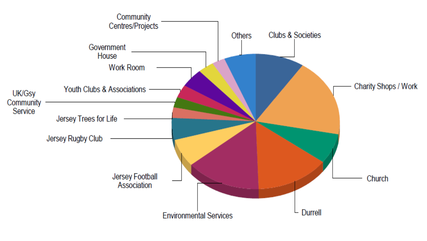 Community Service hours worked by project in 2017