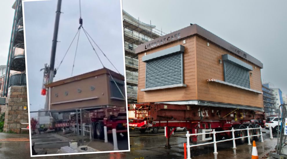 WATCH: Roll up, roll up! Breakfast baps back as Lifeboat Café craned into place