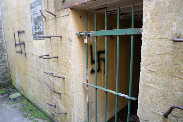 Vandals daub bunkers with 40 swastikas