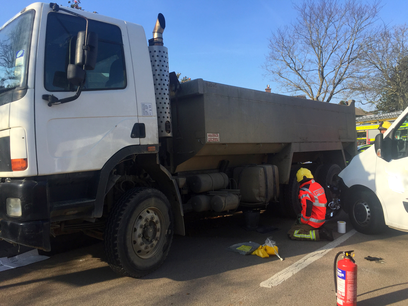 School minibus collides with lorry