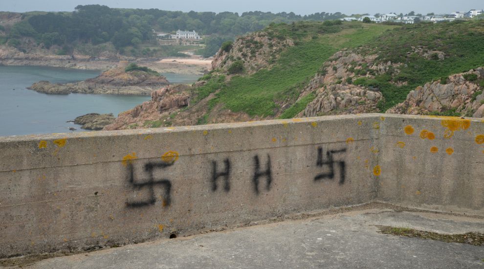 68 swastikas painted on German bunker