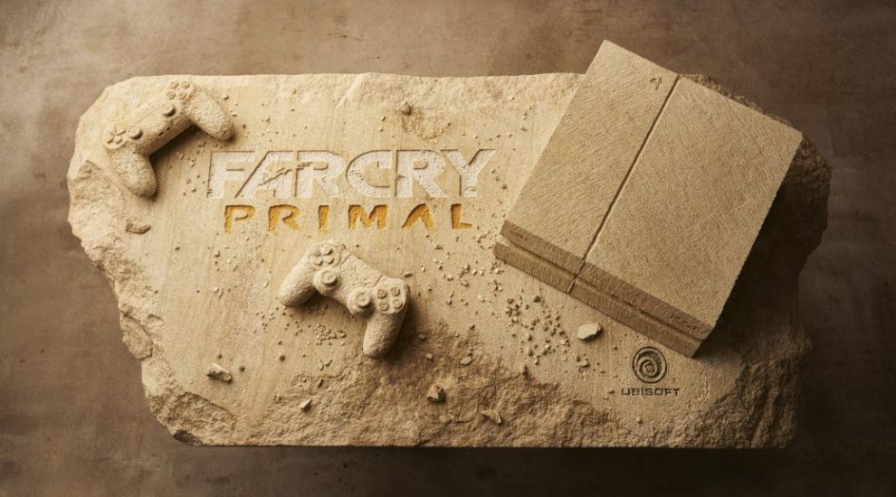 Check out this stone-age man cave complete with sandstone PS4 in honour of Far Cry Primal