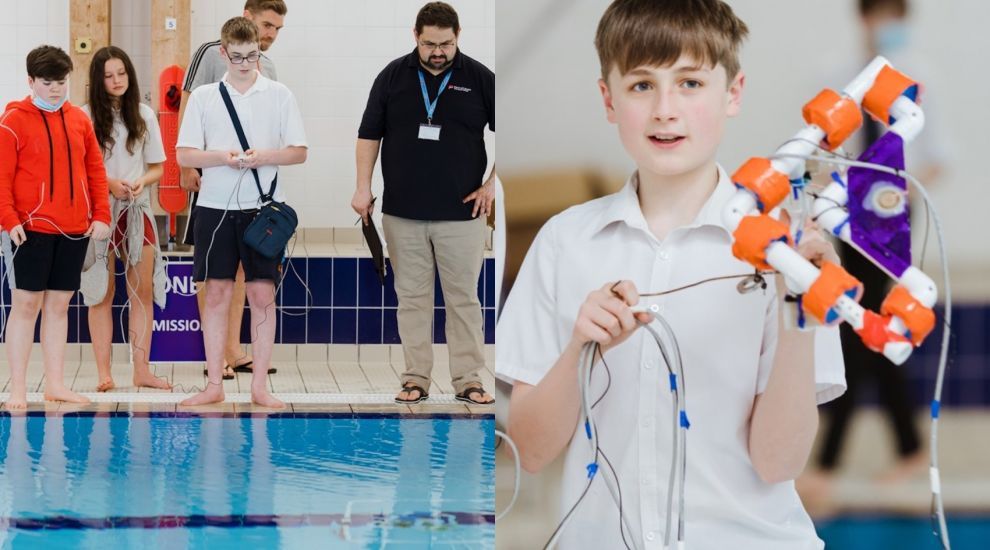 Primary school students compete to build underwater robots