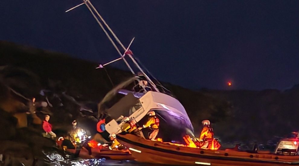 Eight people rescued from grounded French yacht near Harbour
