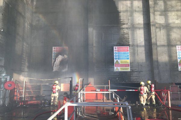 Fire in the refuge tipping bunker at the Energy from Waste Plant  