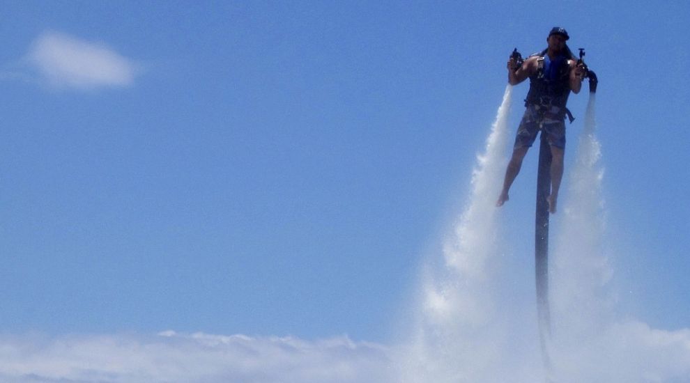 Wanna see a man flying over the River Liffey with a jetpack? Of course you do...