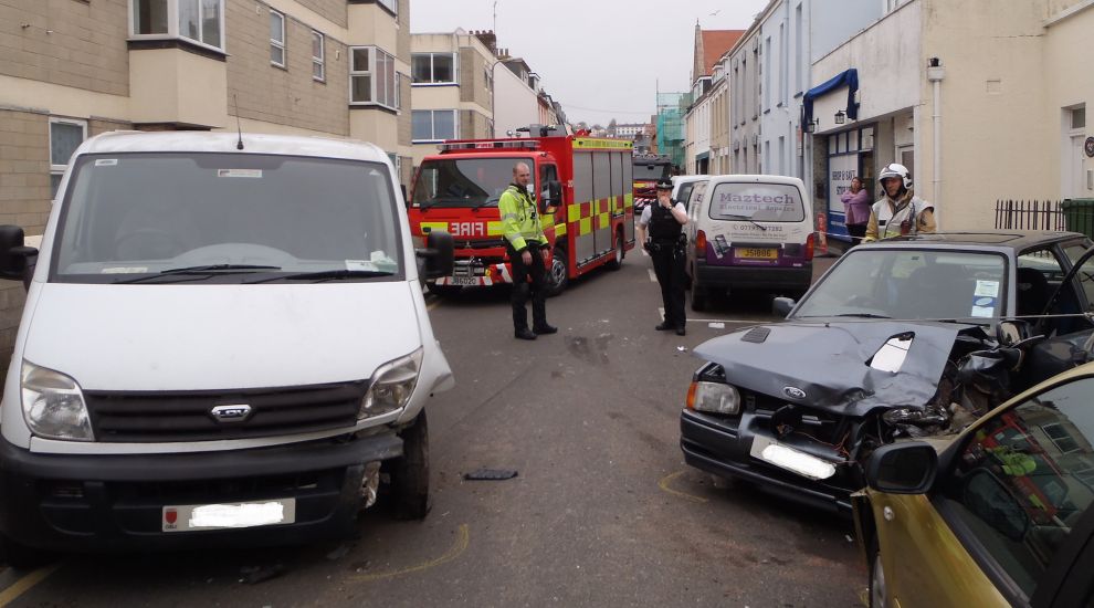 Three-car crash leaves two in hospital